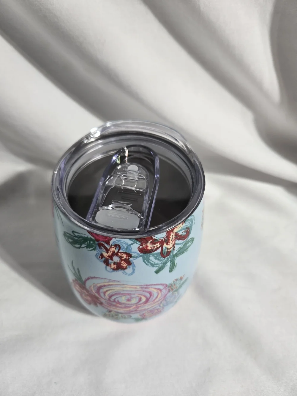 NWOT Matilda Jane Floral Insulated Wine Tumbler 11oz Blue Pink Stainless Steel
